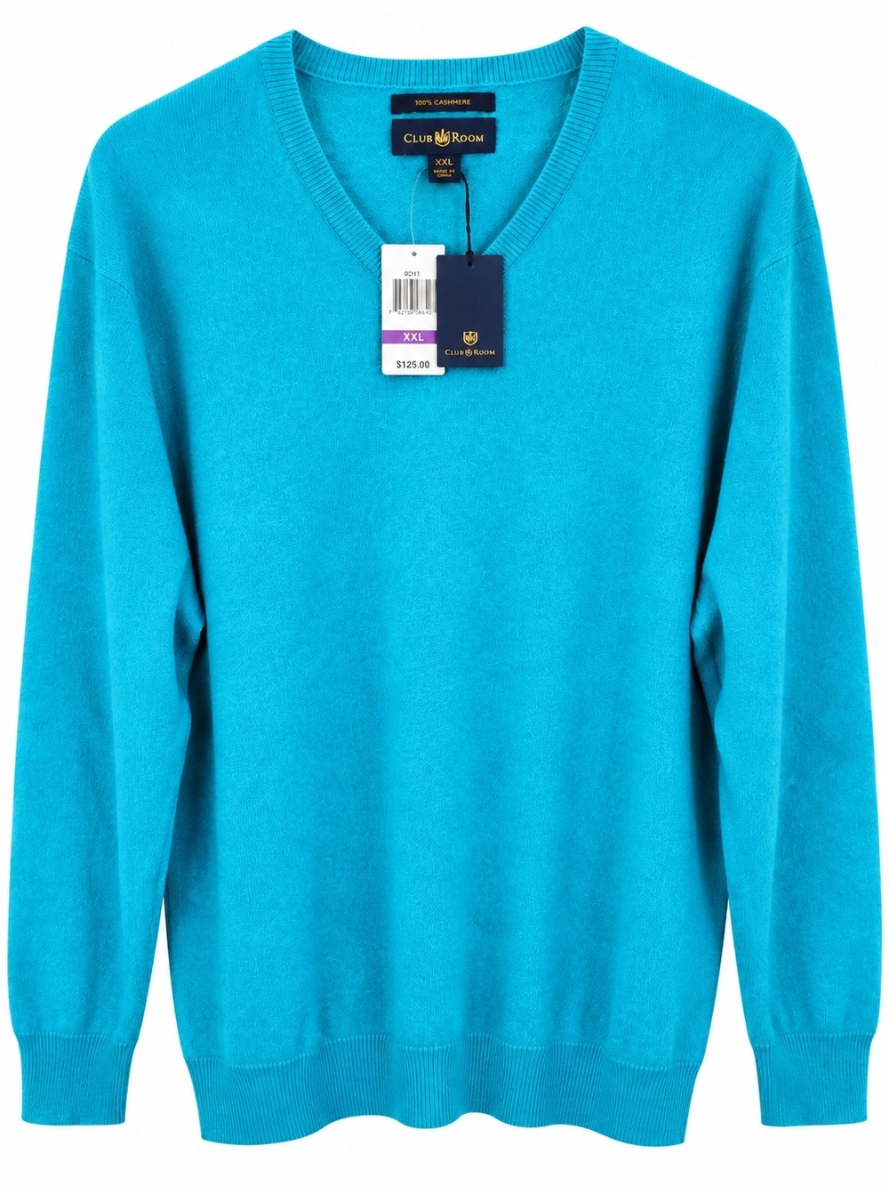 Club Room Men’s Bright Turquoise V-Neck Cashmere Sweater